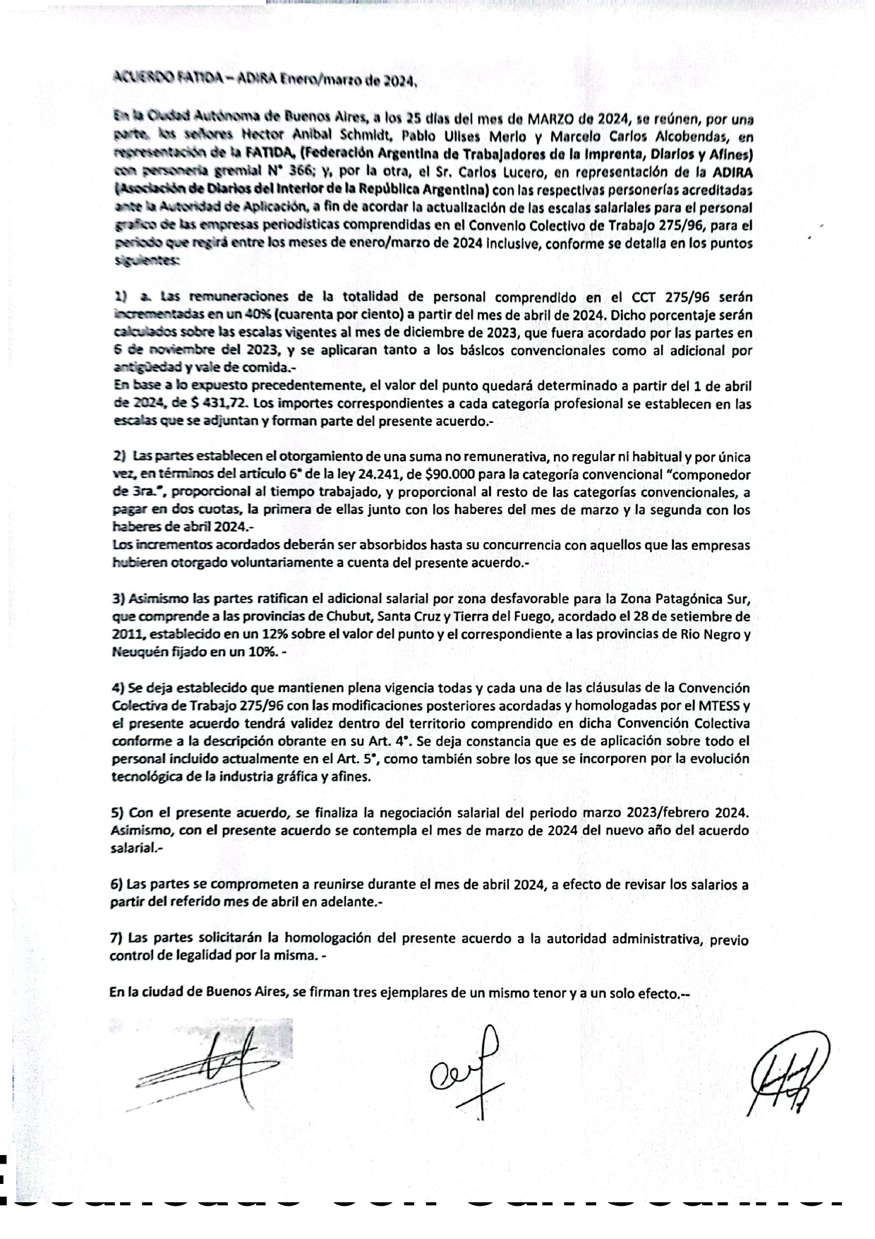 Homologación Acuerdo salarial FATIDA – Adira – Marzo-Abril 2024
